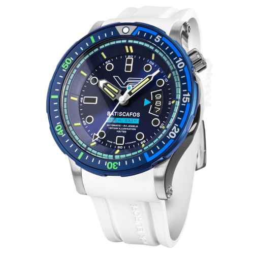 Vostok Europe NH35-511E768-WHT Herren-Taucheruhr Batiscafos Weiß/Blau