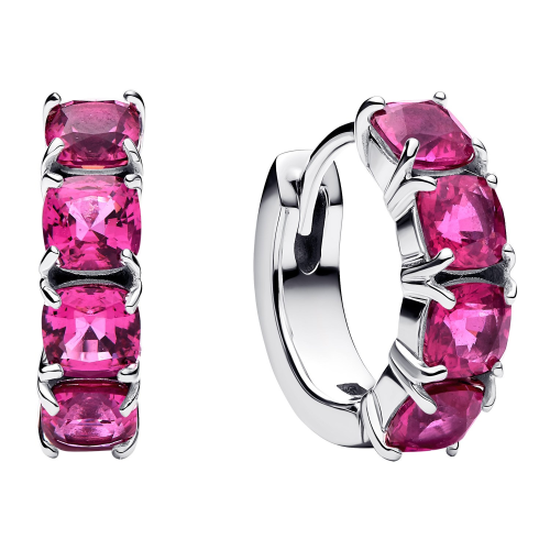 Pandora 293851C02 Damen-Creolen Ohrringe Pink Silber