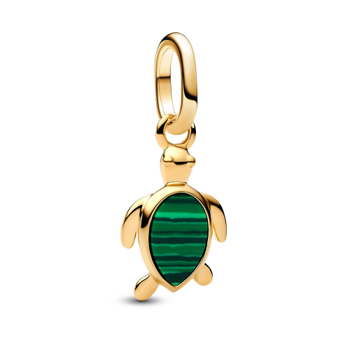 Pandora 763823C01 Mini Charm-Anhänger Grüne Schildkröte Goldfarben