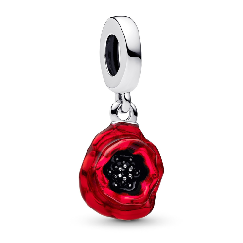 Pandora 793917C01 Charm-Anhänger Silber Rote Blume