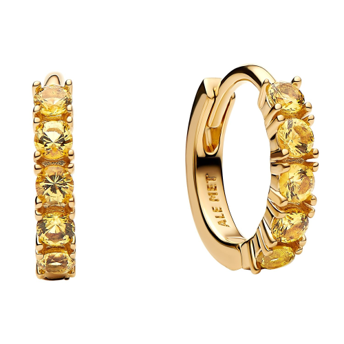 Pandora 263849C01 Damen-Creolen Huggies Ohrringe Goldfarben Gelb