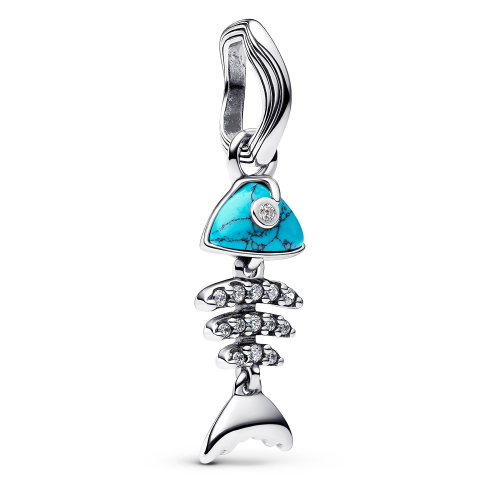 Pandora 793894C01 Silber Charm-Anhänger Türkisfarbene Fischgräte