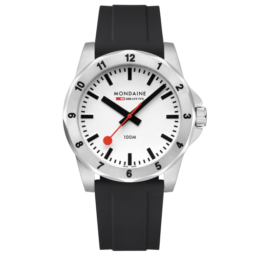 Mondaine MSN.4211B.RB Herrenuhr Numeri Quarz Schwarz/Weiß 42 mm