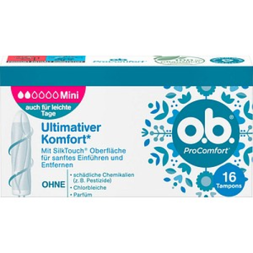 o.b. Tampons ProComfort Mini Größe mini für leichte Periode, 16 St.