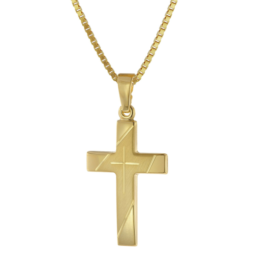 trendor 75676 Kreuz Anhänger Gold 333 mit goldplattierter Silberkette