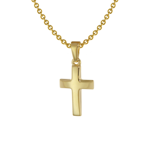 trendor 75692 Kreuz Anhänger für Kinder Gold 333 + Halskette Silber vergoldet