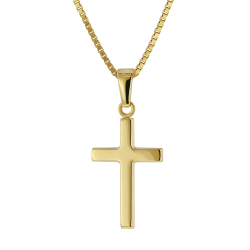 trendor 51056 Damen Kreuz-Anhänger 333 / 8K Gold + Vergoldete Silberkette