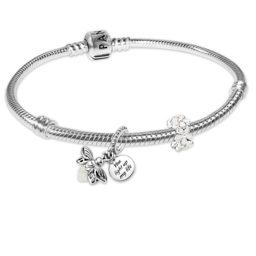 Pandora 68633 Damenarmband Silber Geschenk-Set Glühwürmchen und Gänseblümchen