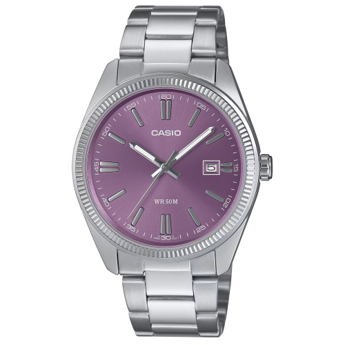 Casio MTP-1302PD-6AVEF Armbanduhr in Unisexgröße Quarz Stahl/Lila