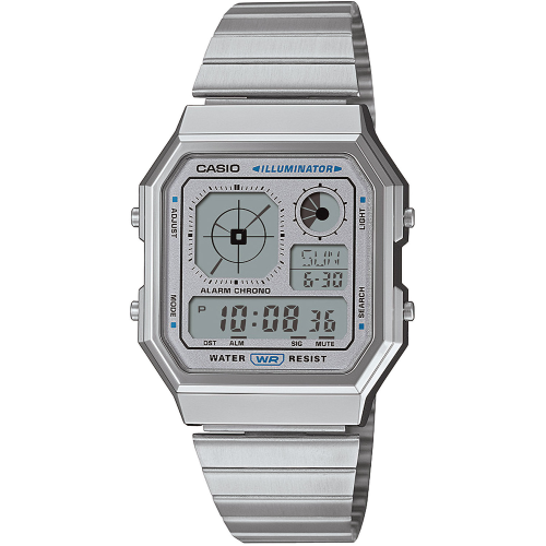 Casio A130WE-7AEF Digitaluhr Edgy Collection Silberfarben