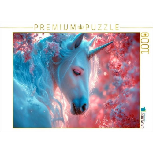 CALVENDO Puzzle Anmutiges Einhorn im Zauberwald | 1000 Teile Lege-Größe 64x48cm Foto-Puzzle für glückliche Stunden