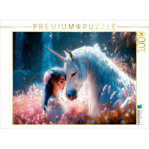 CALVENDO Puzzle Das Mädchen und Ihr magisches Einhorn | 1000 Teile Lege-Größe 64x48cm Foto-Puzzle für glückliche Stunden