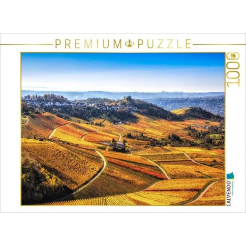 CALVENDO Puzzle Herbstliches Panorama über die sanft eingebetteten Weinreben in Stuttgart Rotenberg | 1000 Teile Lege-Größe 64x48cm Foto-Puzzle für gl