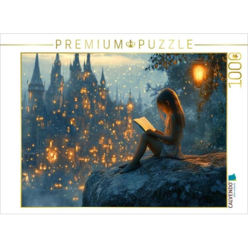 CALVENDO Puzzle Das Schloss der Feen - Mädchen liest ein Buch | 1000 Teile Lege-Größe 64x48cm Foto-Puzzle für glückliche Stunden