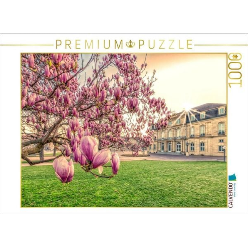 CALVENDO Puzzle Magnolien Blüte auf dem Stuttgart Schlossplatz | 1000 Teile Lege-Größe 64x48cm Foto-Puzzle für glückliche Stunden