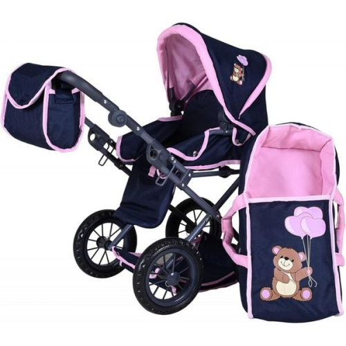 Knorrtoys 63135 - Puppenwagen Ruby - Navy pink bear