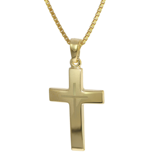 trendor 35790 Kreuz-Anhänger Gold 333 + goldplattierte Silber-Halskette