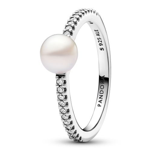 Pandora 193158C01 Damen-Ring Silber Süßwasser-Zuchtperle und Pavé