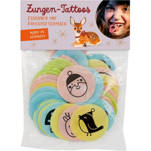 Zungen-Tattoos - Wintertiere im Weihnachtswald (Esspapier)