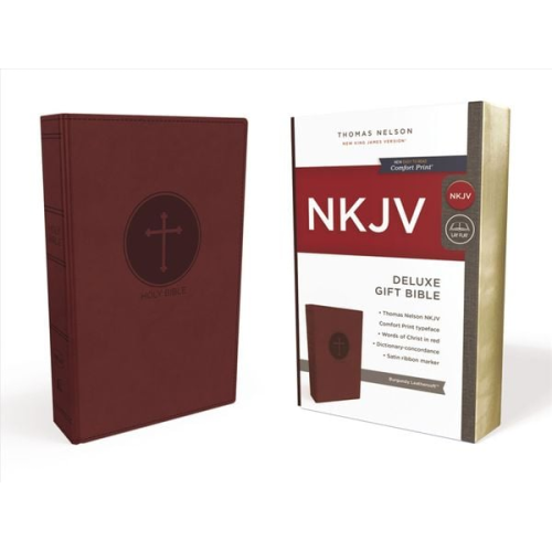 Thomas Nelson - NKJV, Deluxe Gift Bible, Imitation Leather, Burgundy, Red Letter Edition