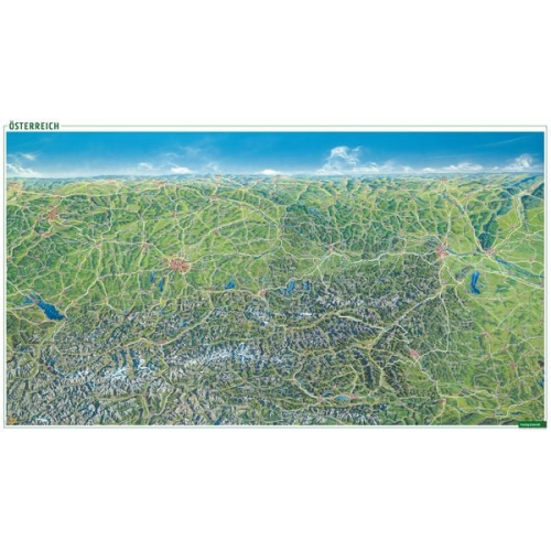 Österreich Panoramakte Sommer/Winter, Poster metallbestäbt