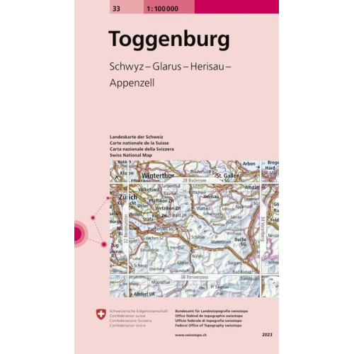 Swisstopo 1 : 100 000 Toggenburg