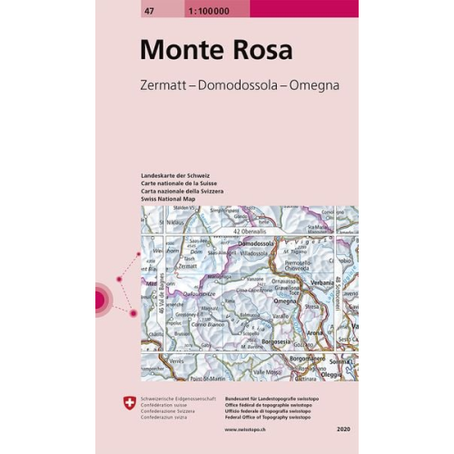 Swisstopo 1 : 100 000 Monte Rosa