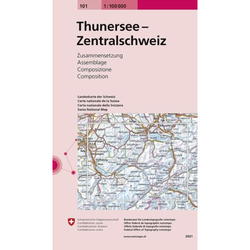 Swisstopo 1 : 100 000 Thunersee Zentralschweiz