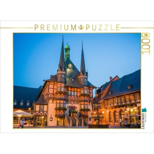 CALVENDO Puzzle Rathaus Wernigerode bei Nacht | 1000 Teile Lege-Größe 64x48cm Foto-Puzzle für glückliche Stunden